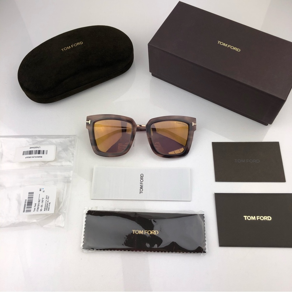 New Tom Ford Lara-02 Havana Square Sunglasses - Picture 2 of 16